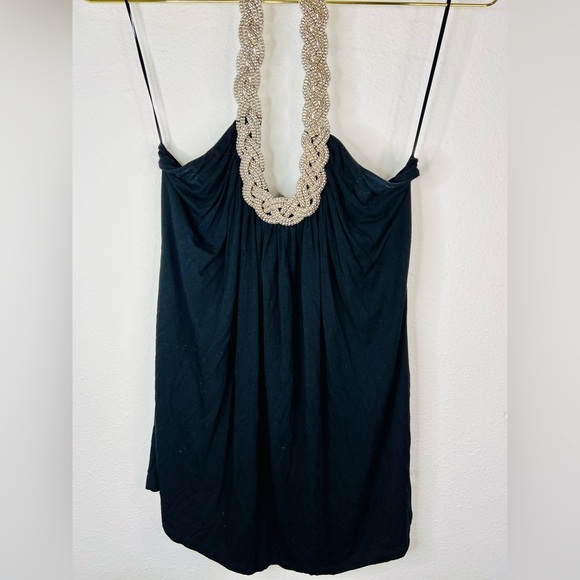 Spense Black Blouse with Chain Halter Top - Picture 3 of 16